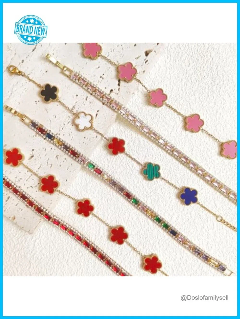 2Pcs Stackable Bracelet Set Adjustable 18K Gold Plated Flower Cubic Zirconia